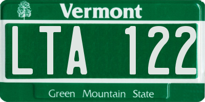 VT license plate LTA122