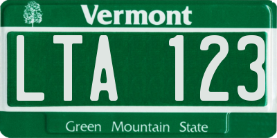VT license plate LTA123