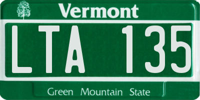 VT license plate LTA135