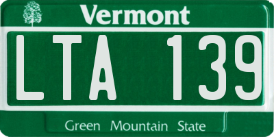 VT license plate LTA139