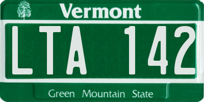 VT license plate LTA142