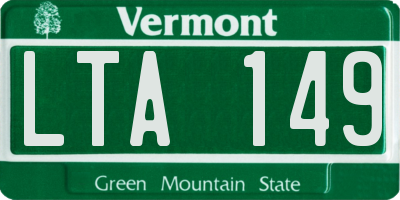 VT license plate LTA149