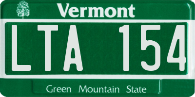 VT license plate LTA154