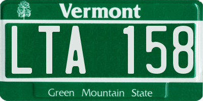 VT license plate LTA158