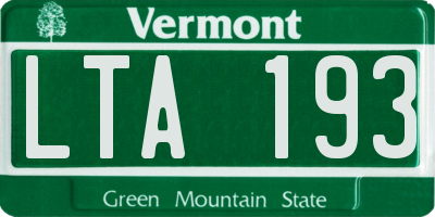 VT license plate LTA193