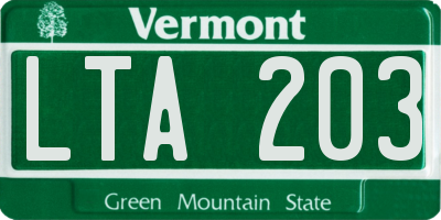 VT license plate LTA203