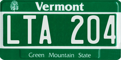 VT license plate LTA204