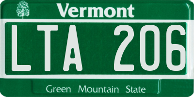 VT license plate LTA206