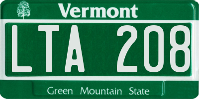 VT license plate LTA208