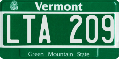 VT license plate LTA209