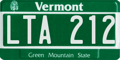 VT license plate LTA212