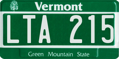 VT license plate LTA215