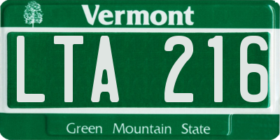VT license plate LTA216