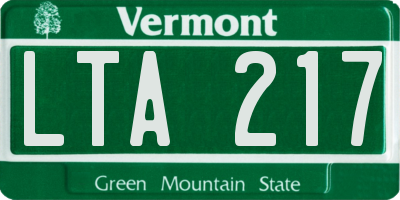 VT license plate LTA217