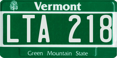 VT license plate LTA218