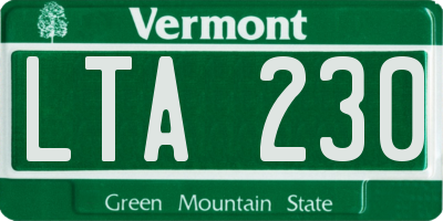 VT license plate LTA230