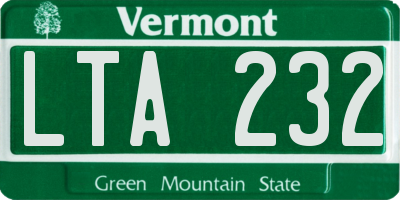 VT license plate LTA232