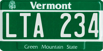 VT license plate LTA234