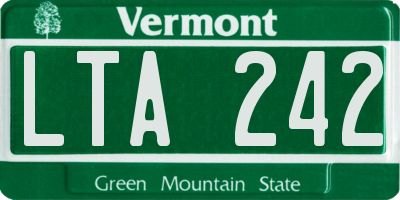 VT license plate LTA242