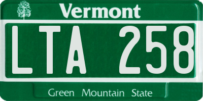 VT license plate LTA258