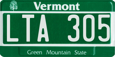 VT license plate LTA305