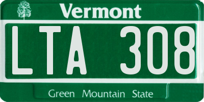 VT license plate LTA308