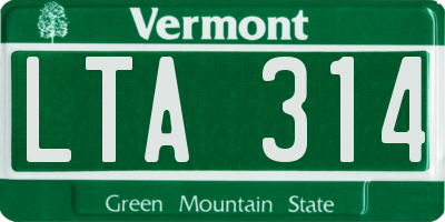 VT license plate LTA314