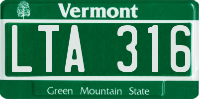 VT license plate LTA316