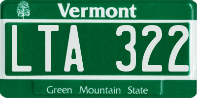 VT license plate LTA322