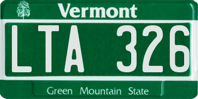 VT license plate LTA326
