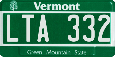 VT license plate LTA332