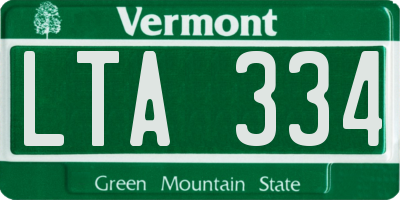 VT license plate LTA334