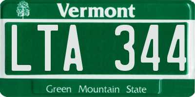 VT license plate LTA344