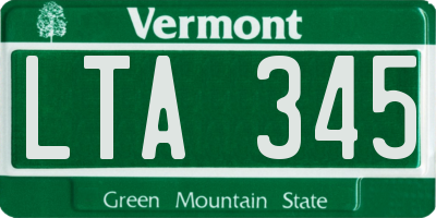 VT license plate LTA345