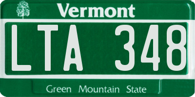 VT license plate LTA348