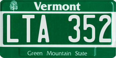 VT license plate LTA352
