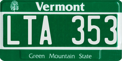 VT license plate LTA353