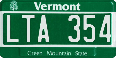 VT license plate LTA354