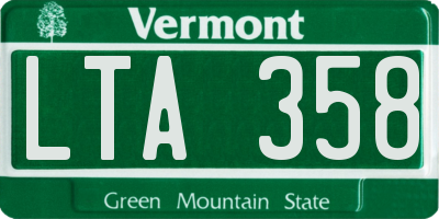 VT license plate LTA358