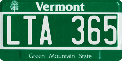 VT license plate LTA365