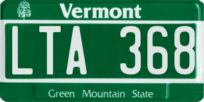 VT license plate LTA368