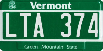 VT license plate LTA374