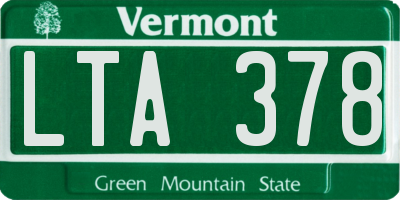 VT license plate LTA378