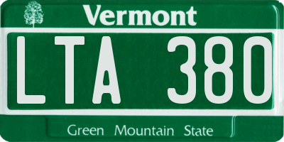 VT license plate LTA380