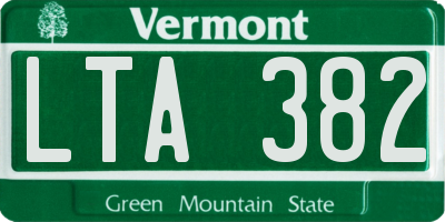 VT license plate LTA382