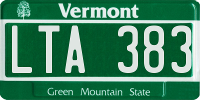 VT license plate LTA383