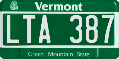 VT license plate LTA387