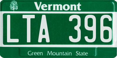 VT license plate LTA396