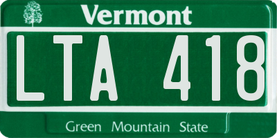 VT license plate LTA418