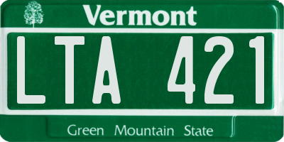 VT license plate LTA421